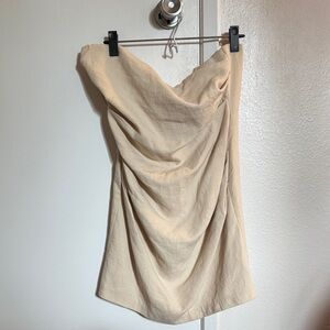 Zara Cream Draped Strapless Dress
